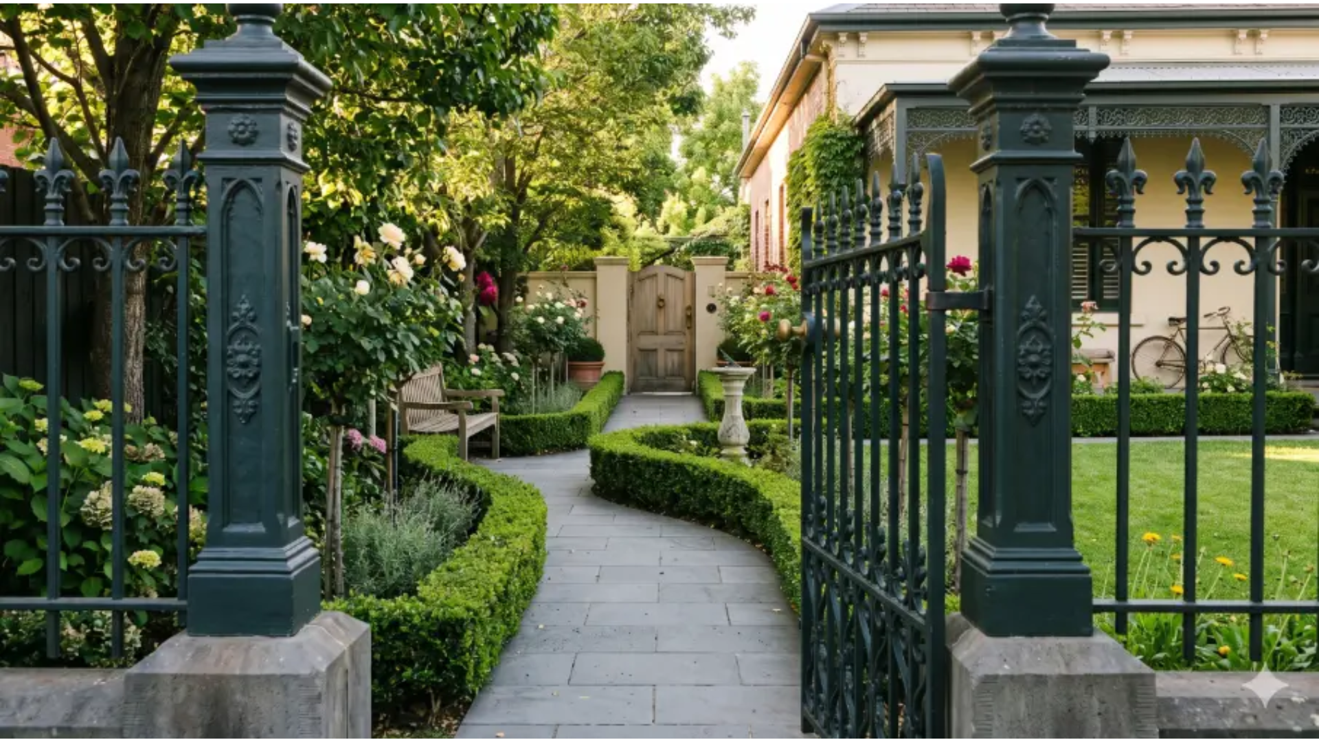 Manicured front garden of a heritage Victorian property prepared for an auction campaign